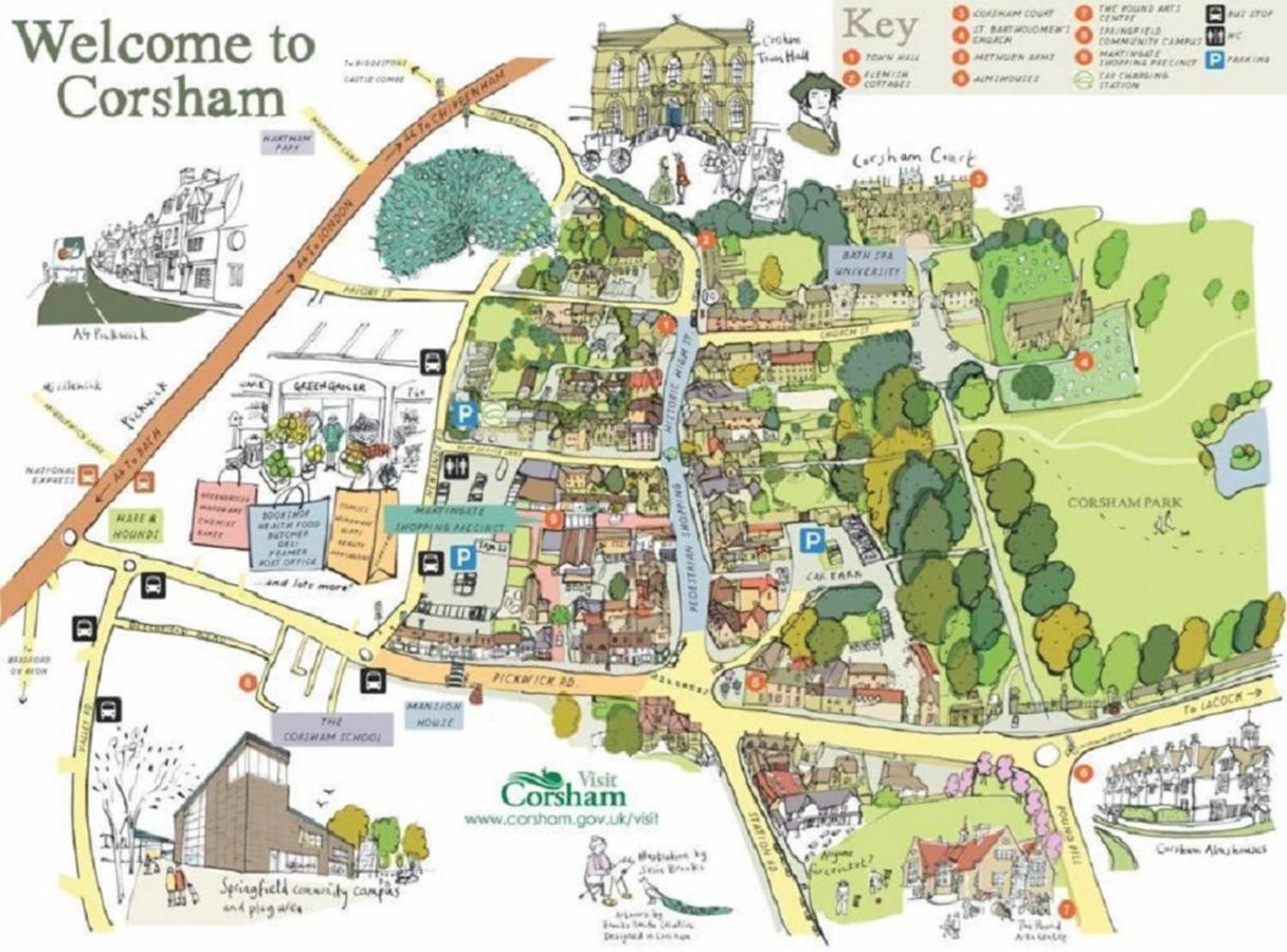 科斯罕 梅休因阿姆斯宾馆酒店 外观 照片 Corsham Town Map